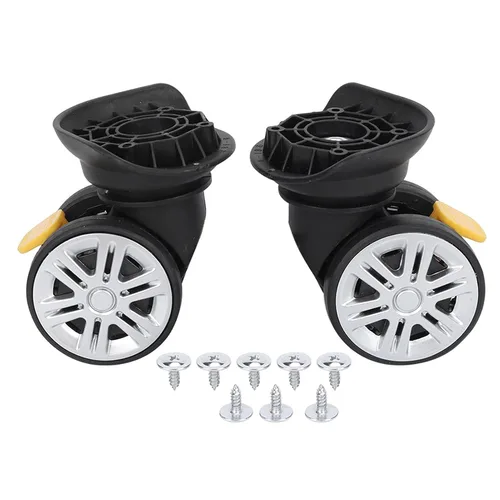 Miniatura 5 de 1 par universal mute equipaje maleta ruedas reemplazo con freno para maletas piezas