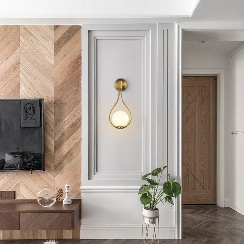 Miniatura 5 de KCO Lighting - Aplique de pared con diseño de gota de mediados de siglo, lámpara de pared de latón cepillado, lámpara de montaje en pared