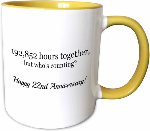 Miniatura 7 de 3dRose mug_224667_4 Happy 22nd Anniversary 198852 Hours Together - Taza de 11 onzas, color negro