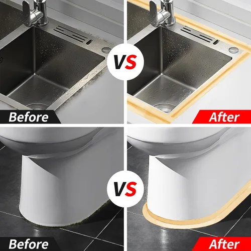 Miniatura 4 de 3 rollos de 10.5 pies de cinta de calafateo para inodoro, tira autoadhesiva de calafateado para sellado de baño, despegar y pegar, tira de calafateo