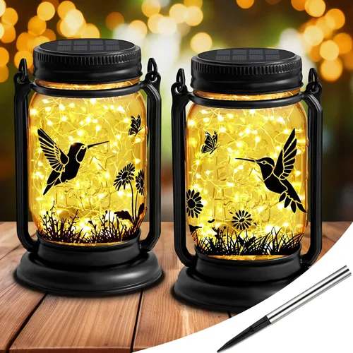 Miniatura 9 de Paquete de 2 faroles solares para perros 3 en 1 impermeables para exteriores, regalos de cumpleaños para amantes de los perros, mujeres, mamá