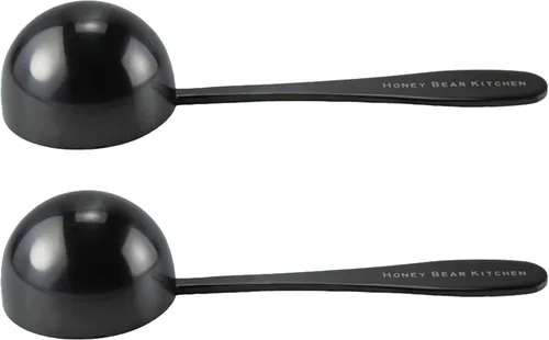 Miniatura 4 de Honey Bear Kitchen Cucharas medidoras de 1.0 fl oz, 2 cucharadas, acero inoxidable pulido negro, juego de 2