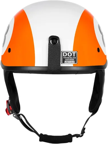 Miniatura 4 de Medio casco de motocicleta con visera para adultos y jóvenes, cascos retro aprobados por DOT para hombres y mujeres, compatibles con ciclomotor