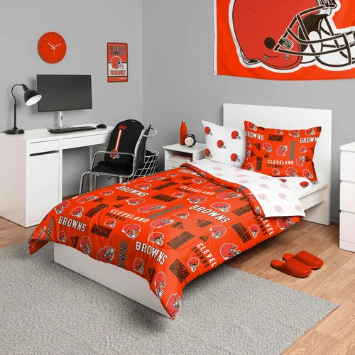 Miniatura 23 de FOCO Juego de ropa de cama unisex para adultos con logotipo del equipo de la NFL, sábanas y fundas de almohada, juego de ropa de cama de 5 piezas