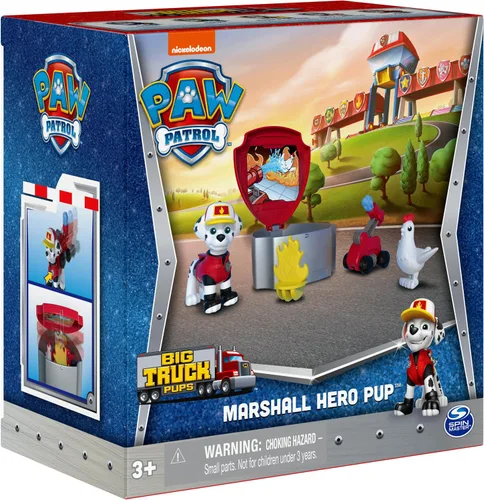 Miniatura 9 de Paw Patrol, Big Truck Pups Marshall Figura de Acción con Dron de Rescate con Clip, Vaina del Centro de Comando y Amigo Animal, Juguetes para Niños