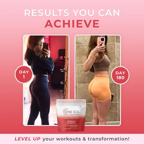 Miniatura 8 de One Sol Creatina para mujeres, polvo de creatina natural para mujer con creatina pura y agua de coco, aumenta la masa muscular magra, reduce