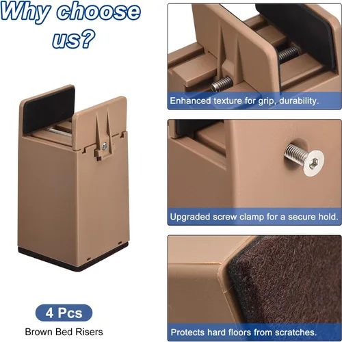 Miniatura 3 de uxcell Elevadores de cama de 2 pulgadas con abrazadera de tornillo ajustable, 4 elevadores de muebles para cama, escritorio, sofá, mesa, apto