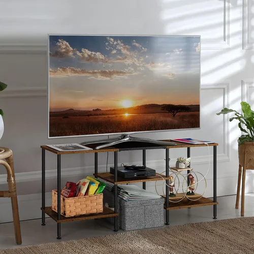 Miniatura 10 de OYEAL Soporte de TV Negro para Dormitorio con Tomas de Corriente para TV de hasta 50 Pulgadas, Pequeño Centro de Entretenimiento con Almacenamiento