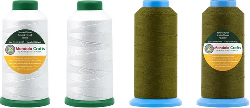 Miniatura 358 de Mandala Crafts - Hilo de nailon para coser cuero, tapicería, mezclilla y para trenzar el pelo; resistente, 1500 yardas, tamaño 69 T70 Marrón