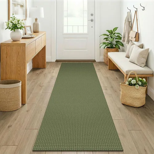 Miniatura 258 de KOZYFLY - Tapetes para entrada, lavable, tejido, con respaldo de goma antideslizante, de algodón, interiores, cocina, entrada, vestíbulo y puerta
