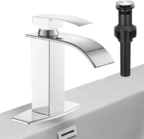 Miniatura 18 de Hoimpro Grifo de Baño en Cascada con Líneas de Suministro cUPC, Grifo de Lavabo de Baño de Una Sola Manija, Grifo de Tocador Vessel para RV
