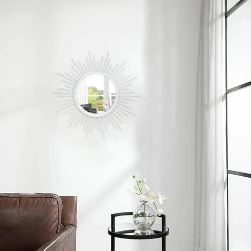 Miniatura 4 de Espejo de pared Sunburst con radios para el hogar, espejo de arte de pared clásico de metal moderno, espejo colgante moderno, decoración de sala