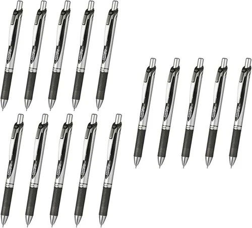 Pentel Nuevo EnerGel Deluxe RTX Bolígrafo de gel líquido retráctil, ultra micro punto 0.012 in, línea fina, punta de aguja, tinta negra, juego de 15