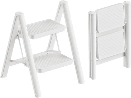 Miniatura 18 de Escalera de 6 escalones para techo de 12 pies de alto, taburete plegable de aluminio ligero con cómodo agarre, escaleras con pedal antideslizante