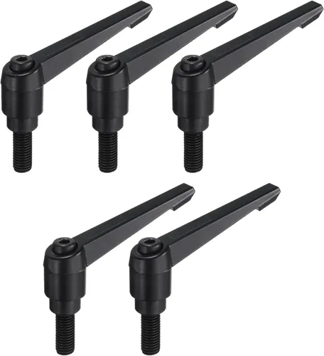 Miniatura 21 de uxcell 5 piezas de manija de palanca de sujeción ajustable M5 x 1.969 in de óxido negro métrico de acero al carbono macho roscado perillas de mano