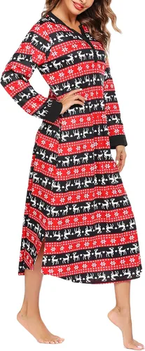 Miniatura 4 de Ekouaer Camisón largo para mujer con cuello en V, ropa de dormir de longitud completa con bolsillos