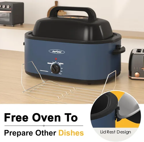Miniatura 3 de Horno tostador Sunvivi, horno tostador eléctrico con tapa de visualización, asador de pavo de 30 libras y 26 cuartos con función única de Azul