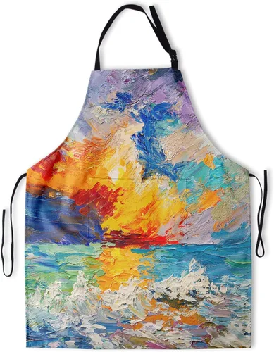 Miniatura 25 de Giwawa Delantal unisex para adultos, impermeable, resistente a las manchas, delantal de cocina con 2 bolsillos para BBQ, parrilla y pintura