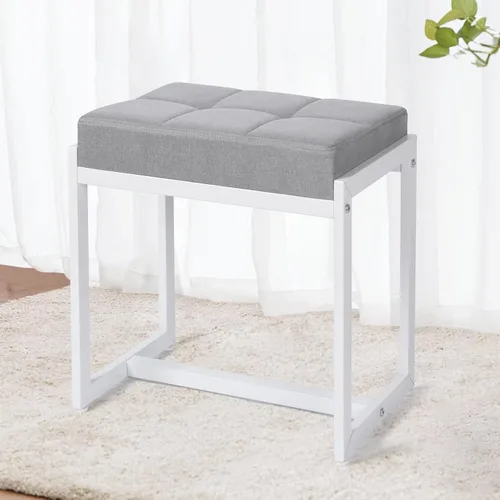 Miniatura 9 de Taburete de tocador, taburetes de silla de tocador para sala de maquillaje, taburete cuadrado de lino para tocador, otomanos pequeños acolchados