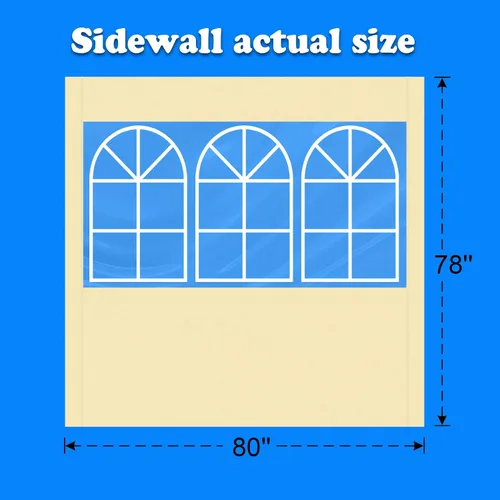 Miniatura 4 de Paredes laterales de 10 pies de largo x 6.4 pies de ancho para tienda de campaña de 10 x 10 pies, pared lateral de repuesto con ventanas para tienda