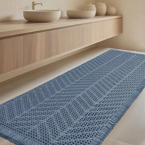 Miniatura 87 de Tapete de baño con diseño de gofre, moderno, bohemio, absorbente, antideslizante, ultrasuave, lavable a máquina, con letra de baño, dormitorio