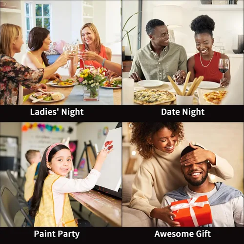 Miniatura 6 de VOCHIC Paquete de 4 Kits de Sip and Paint, Lienzo Predibujado para Pintar para Adultos, Noche de Chicas, Kit de Pintura para Parejas Juegos de Noche