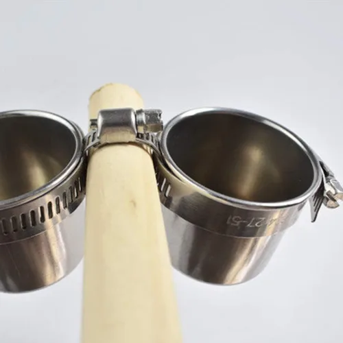 Miniatura 2 de Mipcase Accesorios para pájaros, accesorios para jaulas, comedero de agua para pájaros, cuenco colgante de jaula de acero inoxidable con abrazadera