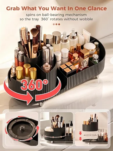 Miniatura 6 de Organizador de maquillaje giratorio, Estuche de exhibición de cosméticos de gran capacidad, fácil de guardar todos tus productos de maquillaje, al