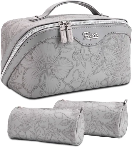 Miniatura 30 de BOYATU Bolsas de maquillaje de viaje Bolsa organizadora de cosméticos: Juego de 3 bolsas de maquillaje de gran capacidad, bolsas de aseo de piel