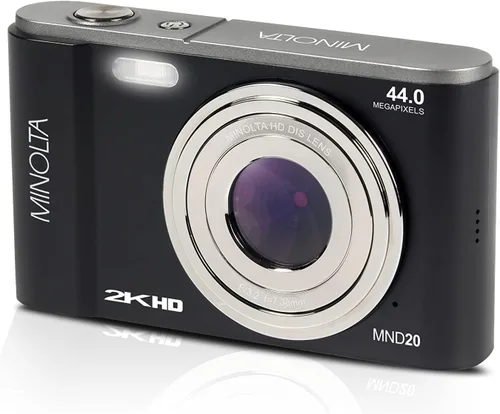 Minolta Cámara digital MND20 de 44 MP - Video Ultra HD de 2.7K, zoom digital 16X, estabilización antivibración, lapso de tiempo, detección facial,