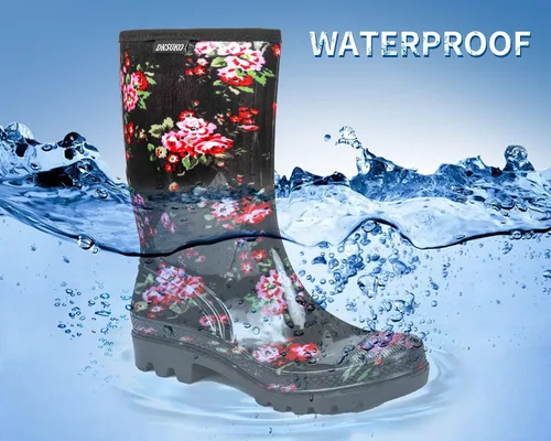 Miniatura 3 de DKSUKO Waterproof Womens Rain Boots insulated,Lightweight Rubber fashion Boots in Gardening,Warm and Comfortable Wide Calf Rain Boots with Glossy in