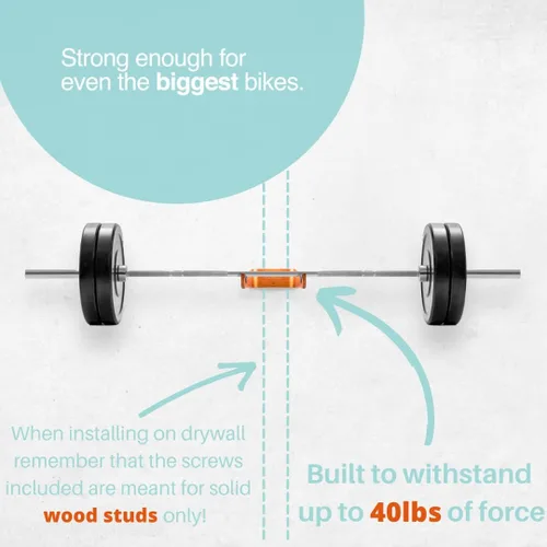 Miniatura 5 de WOKK Soporte de pared para bicicleta de madera, soporte de pared horizontal para bicicleta para el hogar o el garaje, soporte de pared