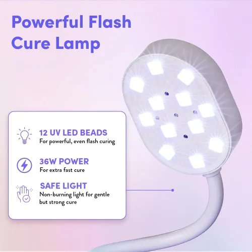 Miniatura 2 de Éclat Lámpara de curado flash para esmalte de uñas de gel de 36 W, recargable con mini luz LED, secadora de uñas inalámbrica con 4 temporizadores