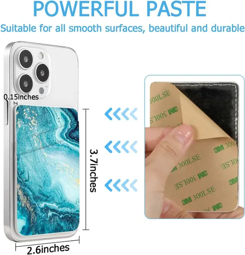 Miniatura 3 de Titular de Tarjeta de Cuero para Teléfono, Billetera Adhesiva para Teléfono, Elegante Funda con Soporte para Tarjetas de Crédito, Adecuado