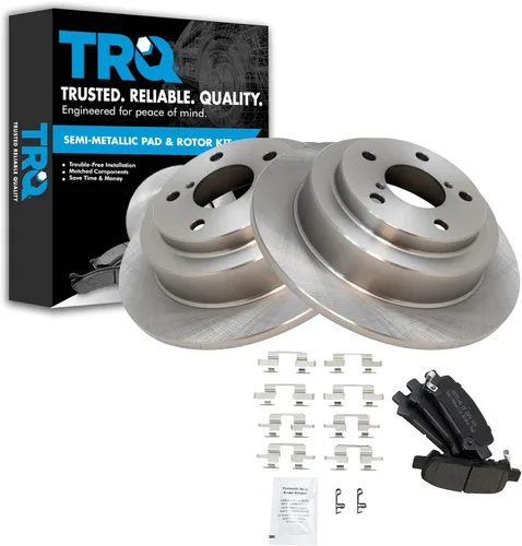 Miniatura 135 de TRQ Juego de pastillas de freno semimetálicas traseras y rotores compatibles con Chevrolet Trailblazer 02-06 Trailblazer EXT 04-06 SSR 02-07 GMC