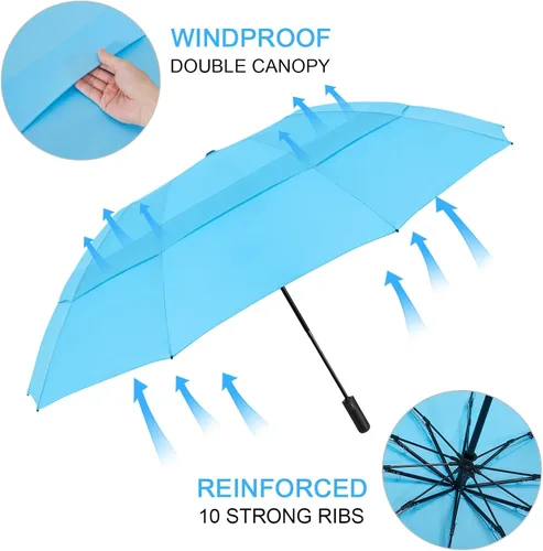 Miniatura 37 de G4Free Paraguas de golf grande de 42/46/54/62 pulgadas, paraguas compacto de viaje inverso, 10 varillas, resistente al viento para lluvia, doble