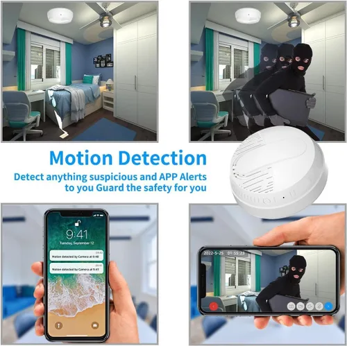 Miniatura 4 de Detector de humo, cámara oculta, detector de humo con detección de movimiento y visión nocturna, 10000 mAh/Sin mensual gratis/Control de aplicación