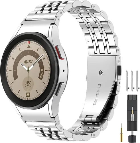 Miniatura 7 de EZMVZKU Galaxy Watch 7/6/5/4/FE 1.575 in 1.732 in correa de metal de acero inoxidable, correa sin huecos para Samsung Galaxy Watch 6 4 Classic 1.654