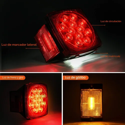 Miniatura 3 de Nilight 2 piezas de luces LED cuadradas para remolque, de perfil bajo, sumergibles, IP68, luces direccionales y de freno traseras, laterales