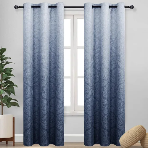 Miniatura 83 de DWCN - Cortinas blackout para dormitorio, diseño de damasco con aislamiento térmico y ojales, para sala de estar, juego de 2 paneles de cortina Gris