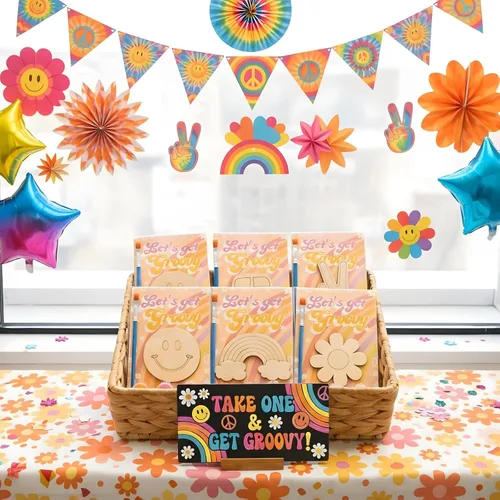 Miniatura 5 de BOIKOKY Paquete de 12 recuerdos de fiesta preempaquetados, recortes retro de madera con imanes y kits de pintura para niños, decoraciones