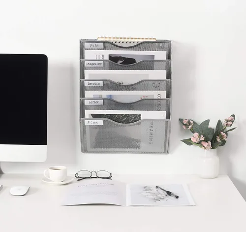Miniatura 5 de EasyPAG Organizador de Archivos Colgante de Pared, Organizador de Correo de 5 Bolsillos Montado en Pared, Soporte Vertical para Documentos