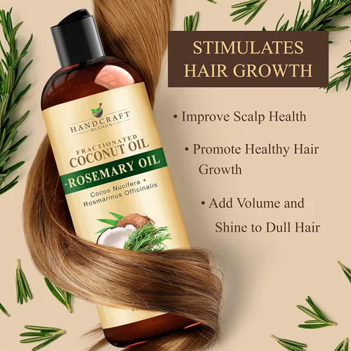 Miniatura 6 de Handcraft Blends Aceite de Coco Fraccionado Infundido con Romero - 8 Fl Oz - 100% Puro y Natural - Grado Premium Aceite Portador para Piel, Cabello