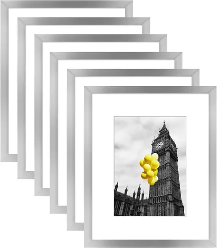 Miniatura 14 de Juego de 6 portarretratos de 5 x 7, para galería de fotos de 4 x 6 pulgadas con paspartú o de 5 x 7 pulgadas sin paspartú, marcos de fotos para Negro