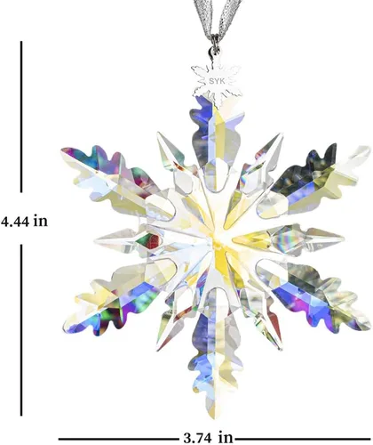 Miniatura 4 de SIYOUKI Adorno de Navidad de ángel de hielo 2023 con caja de regalo, estrella de invierno anual de copo de nieve de cristal, colgante de decoración