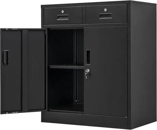 Miniatura 13 de Wanfu Gabinete de almacenamiento de metal, 36 pulgadas de alto x 28 pulgadas de ancho x 16 pulgadas de profundidad con 1 cajón y estante ajustable
