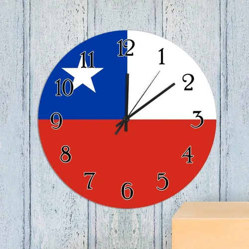 Miniatura 5 de Reloj de pared de madera con bandera de Chile, reloj de pared de cuarzo de calidad, funciona con pilas, silencioso de 12 pulgadas, reloj de pared