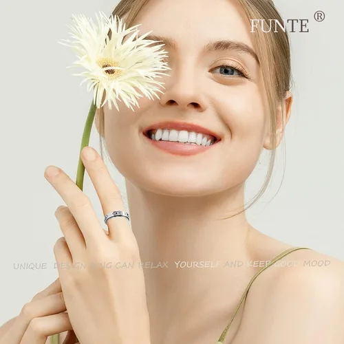 Miniatura 4 de FUNTE Anillos de ansiedad de acero inoxidable de titanio para mujeres y niñas, anillos antiestrés para la ansiedad, anillos para el pulgar