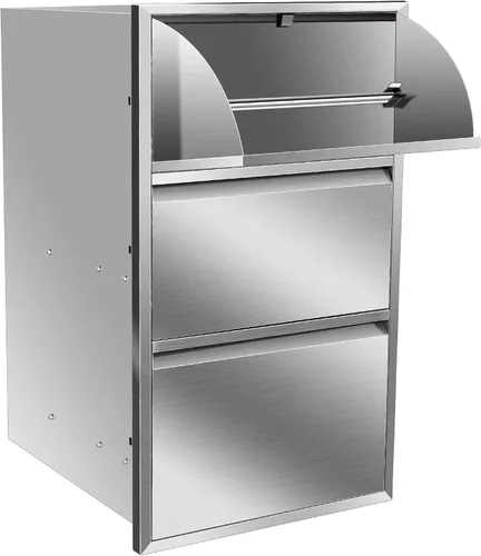 Miniatura 12 de Cajones de cocina para exteriores, cajones de barbacoa de triple acceso de acero inoxidable con asa, cajones de isla para cocinas al aire libre