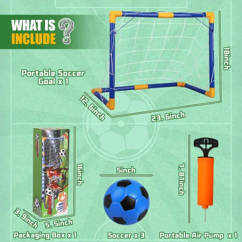 Miniatura 2 de Soccer Goal Set 23" W×18" H×12" D, Portable Soccer Goal Training Equipment, Mini Soccer Net with 3 Soccer Ball for Sports Game, Soccer Set for Kids